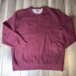 IZOD Crewneck Sweatshirt Mens XL Burgundy Red Pullover Fleece Casual Classic